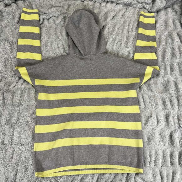 Cynthia Rowley Hoodie Women S Gray Yellow Stripe Knit Pullover Lightweight Top - Picture 2 of 6